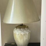 Pair of cream ceramic lamps, 1980s, art deco style, Miami light 73
