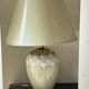 Paire de Lampe en céramique crème années 1980 style art déco miami light 73