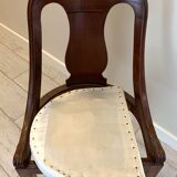 Chaise ancienne gondole en bois noble et siege soie restaure
