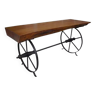 Table basse bois roues chariot