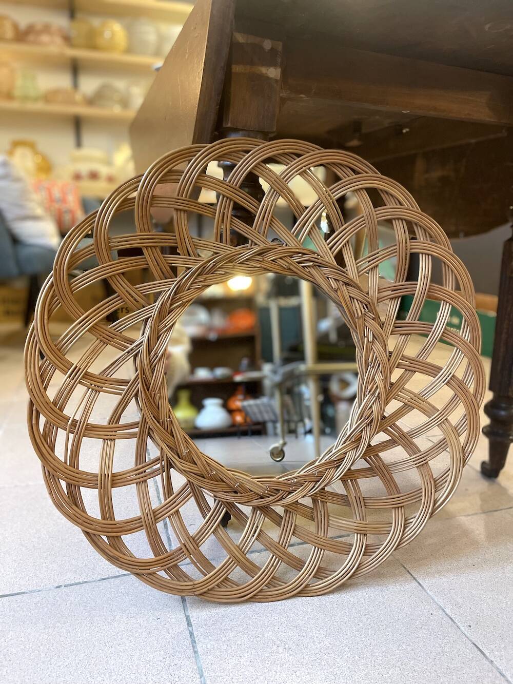 Rattan sun mirror