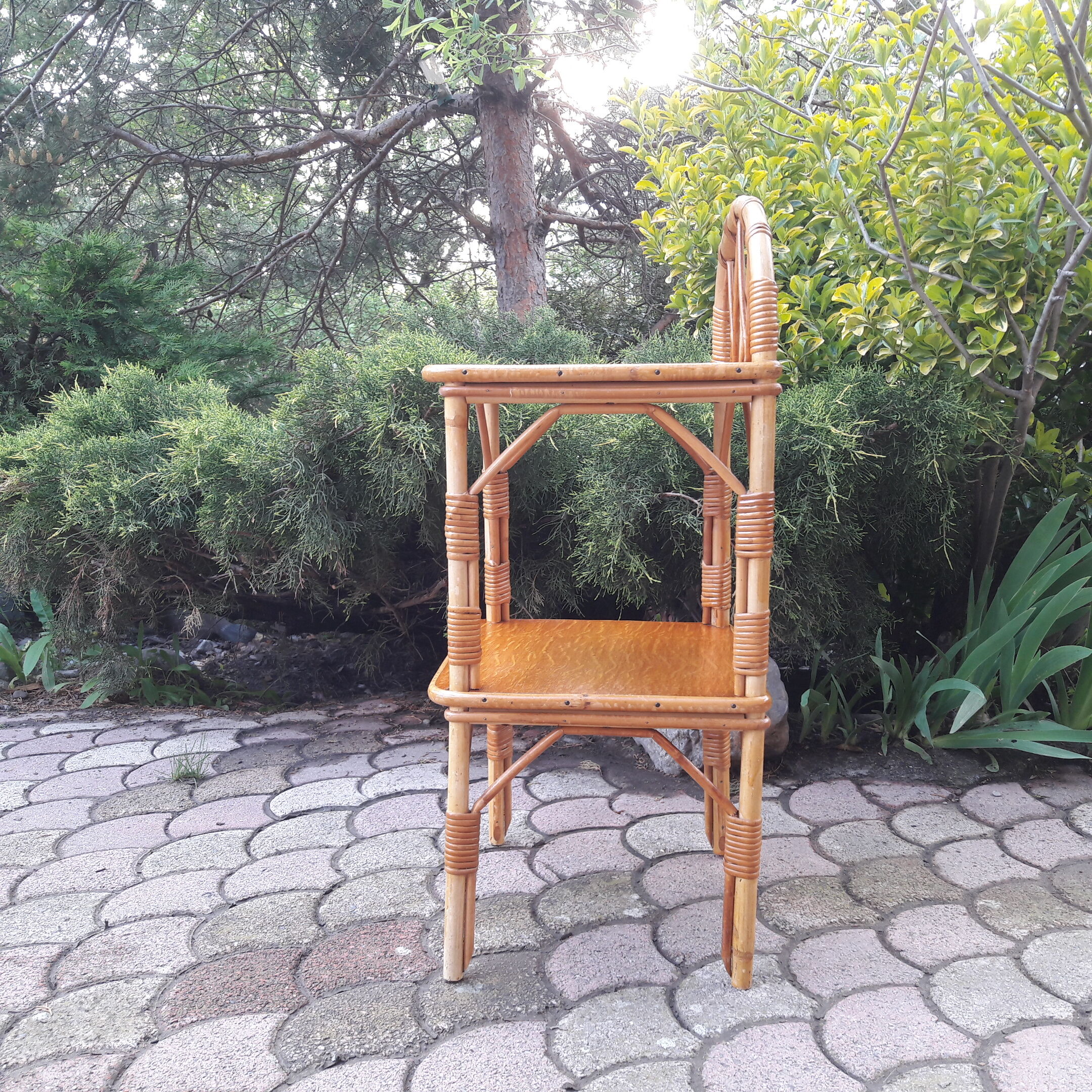 Nightstand wood and rattan