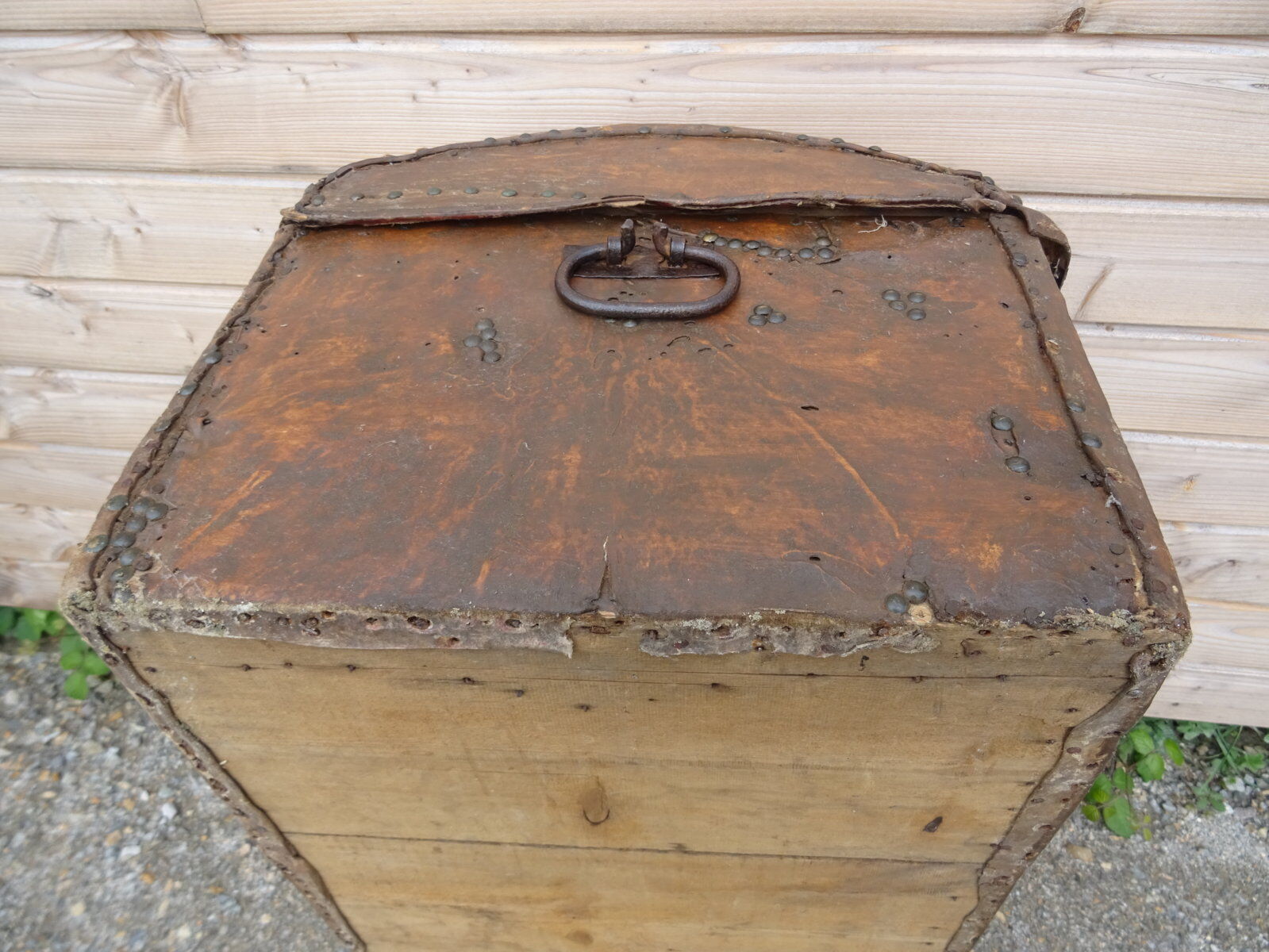 19th-century leather trunk