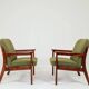 Pair of vintage wild green bouclé armchairs 1970