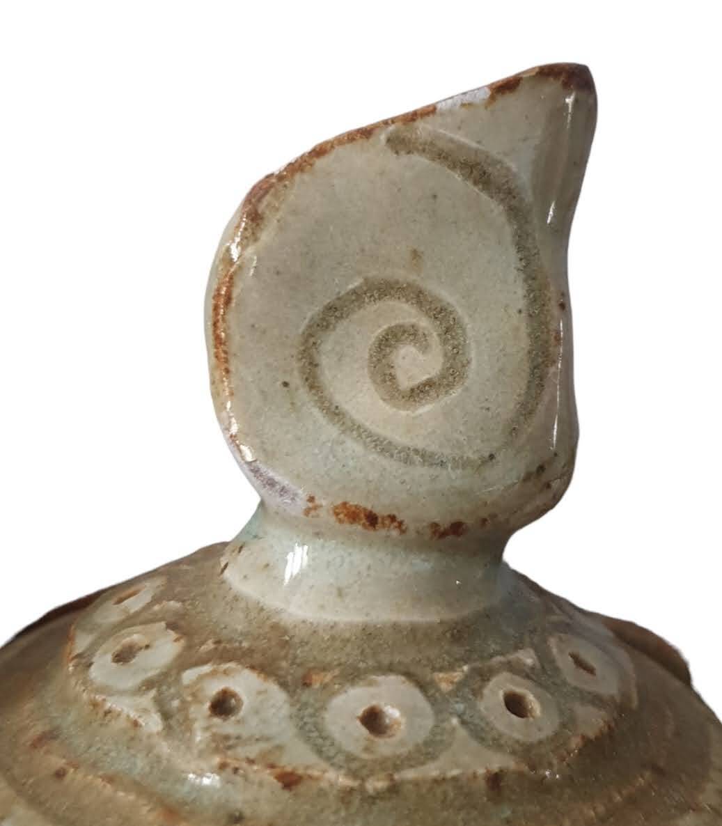 Enamelled stoneware ceramic teapot