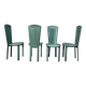 Vintage green leather dining chairs, 1980s - set of 4