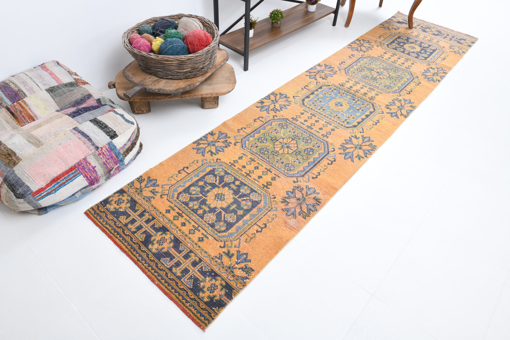 Long hallway turkish runner rug 341x81cm