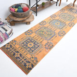 Long hallway turkish runner rug 341x81cm