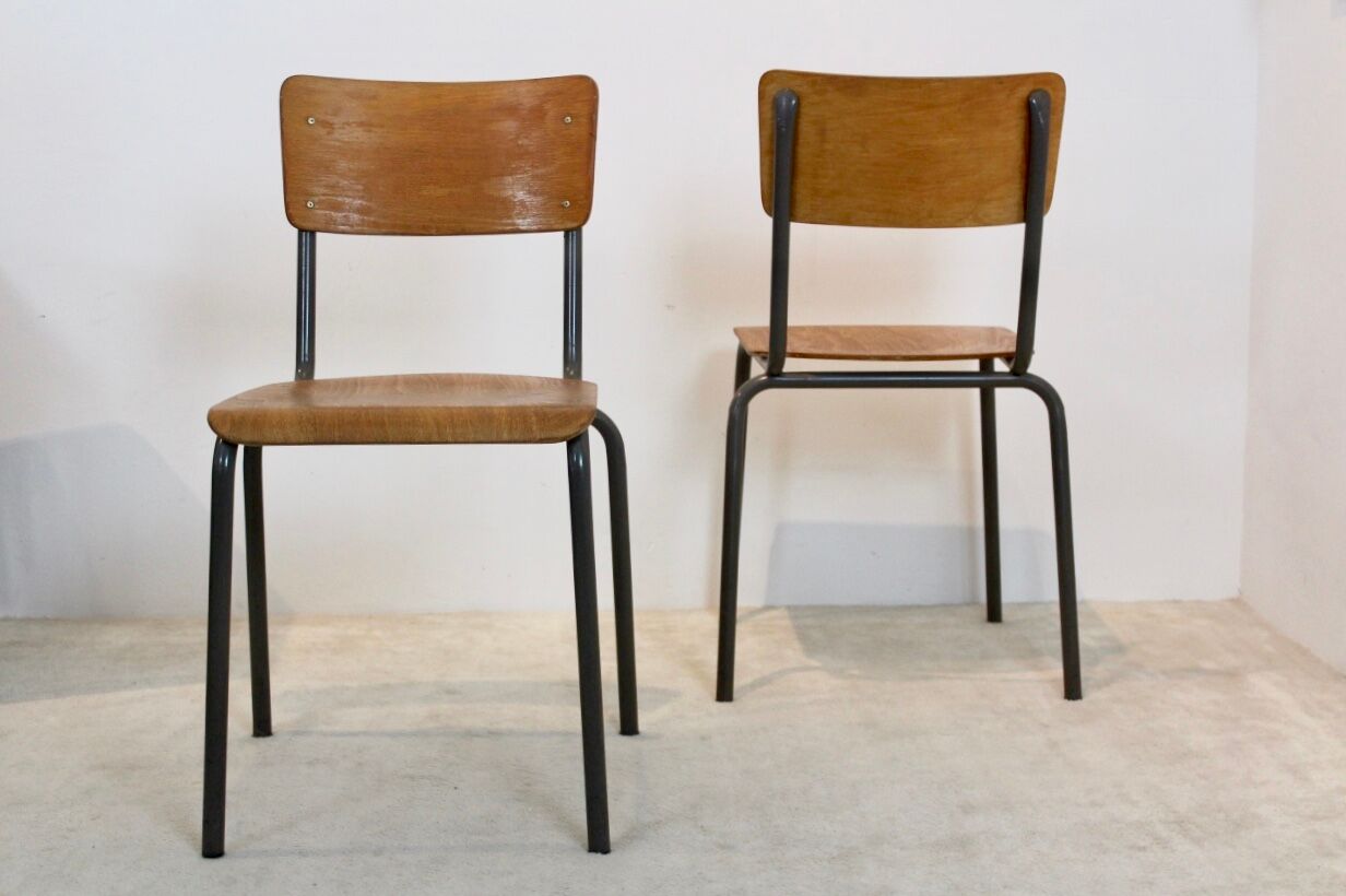 Dutch-designed plywood industrial chairs