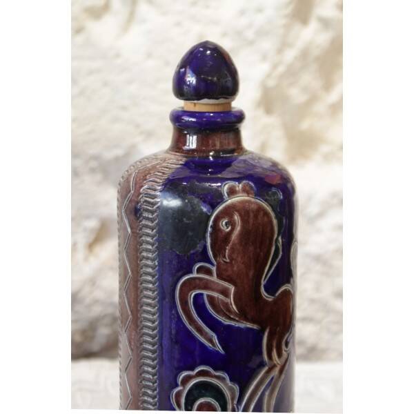Bouteille en grès émaillé, travail artisanal allemand, vers 1950-1970