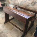 Pupitre écolier avec banc intégré années 40/50