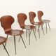 Six plywood chairs by Carlo Ratti, Italy, 1950s.