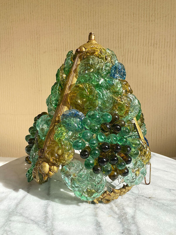 Abat-jour grappe de raisins en verre de Murano, années 50