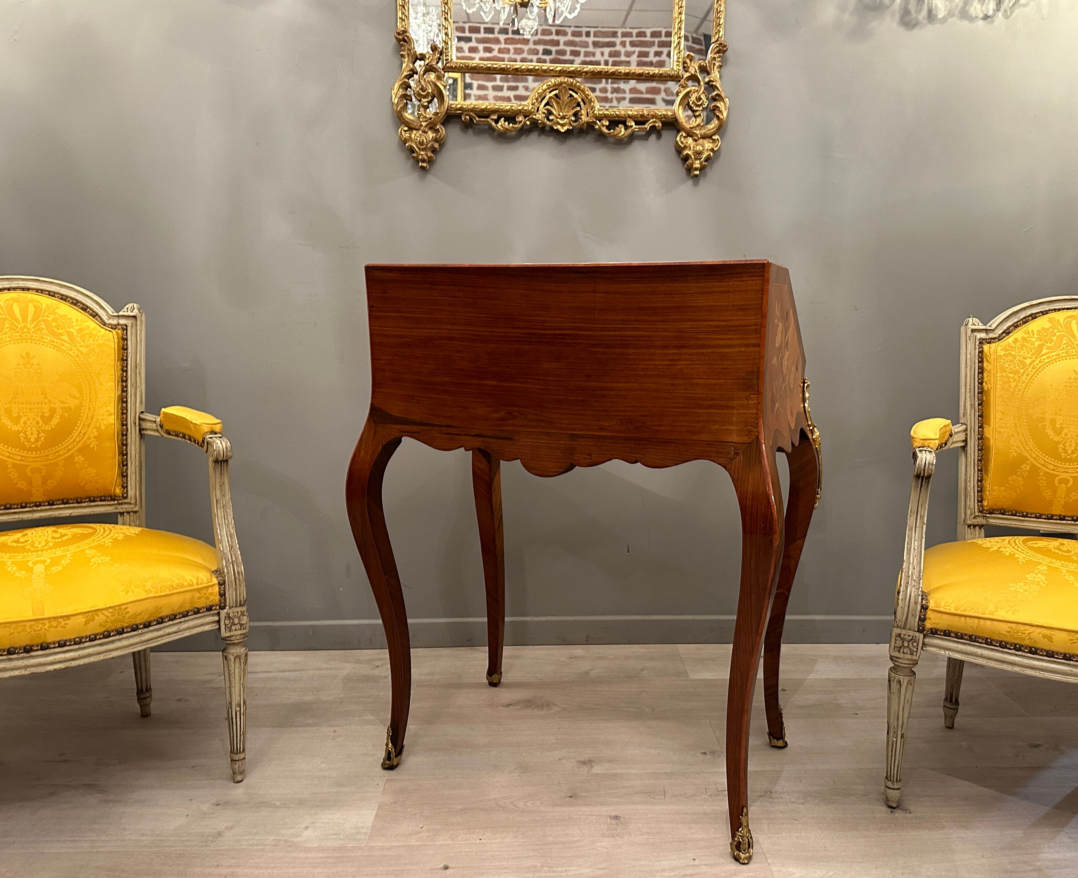Writing desk in marquetry of the napoleon III period around 1870