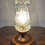 Tripod vintage tafellamp uit de jaren 60 met glazen lampenkap