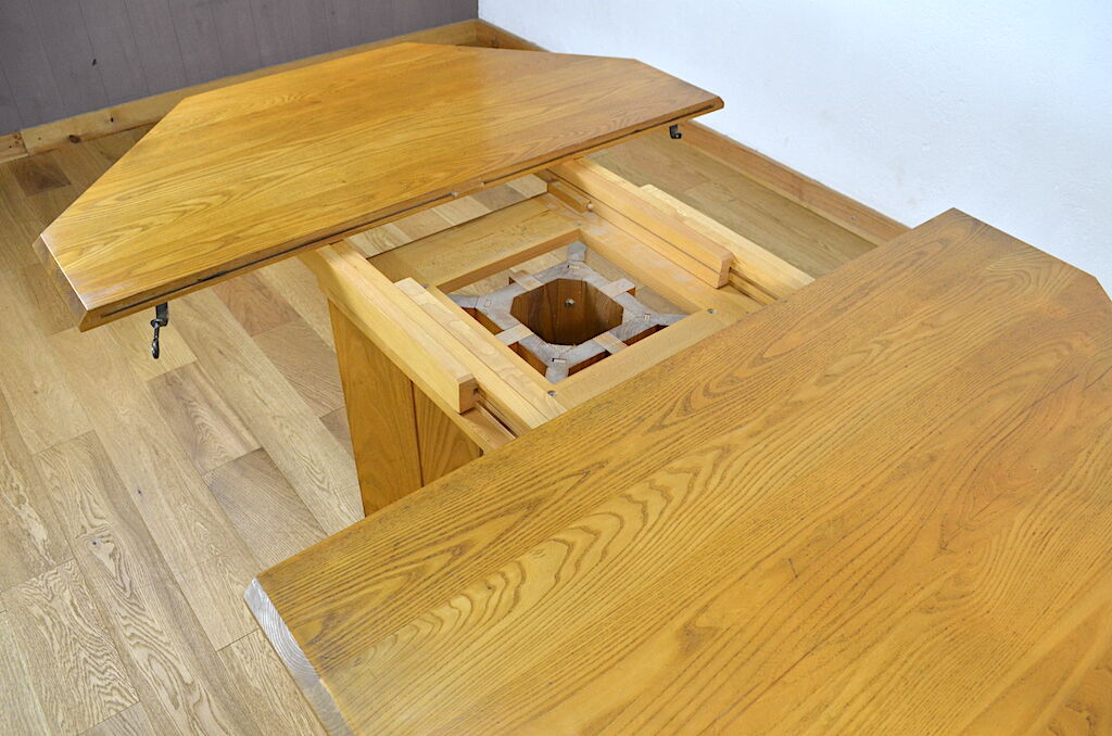 Table de repas en orme vintage Maison Regain, 1980