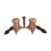 Brass and wood salt and pepper shaker
