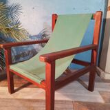 Fauteuil bois & tissu 1960s