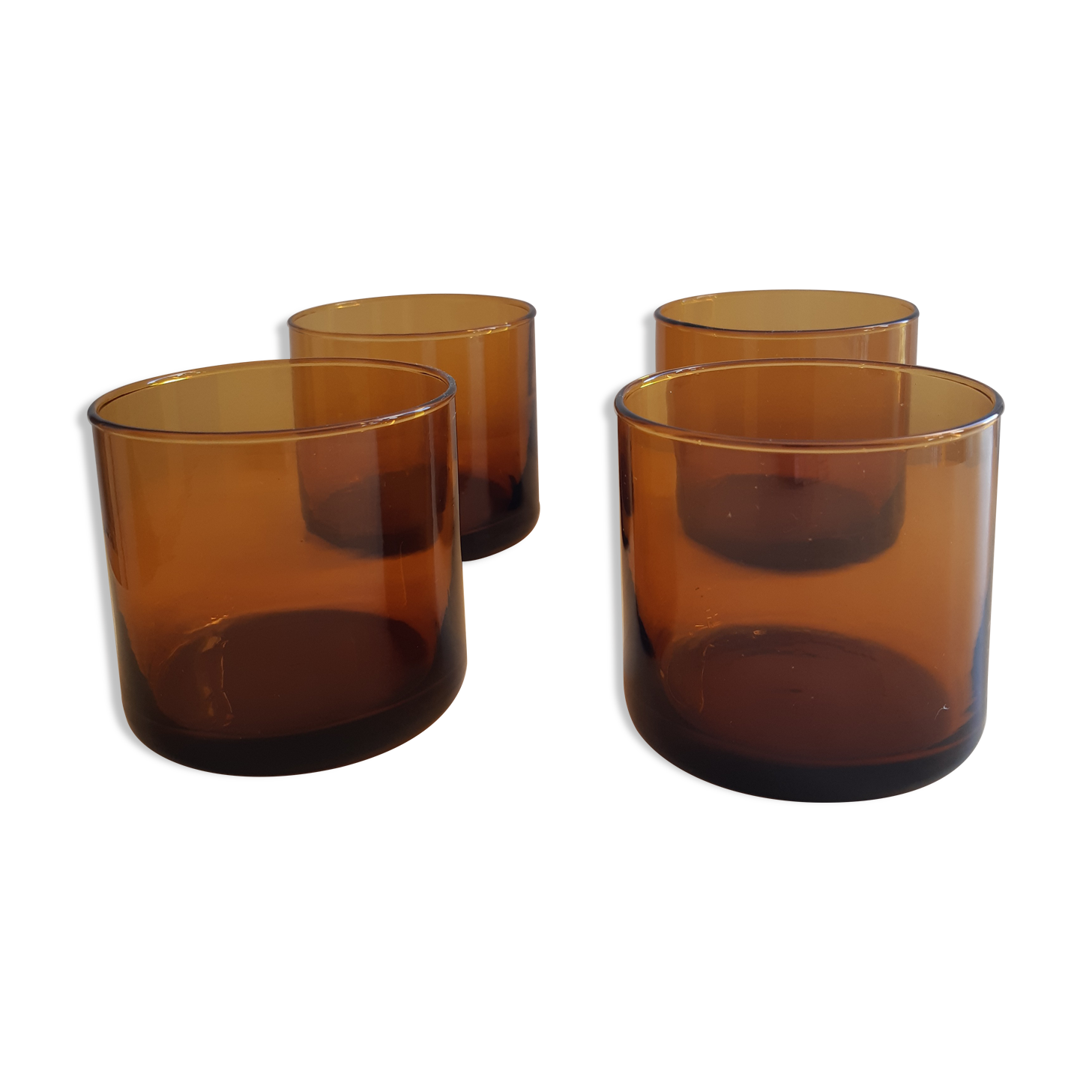 Set of 4 vintage amber whiskey glasses