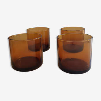 Lot de 4 verres à whisky ambrée vintage