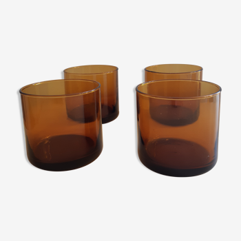 Set of 4 vintage amber whiskey glasses