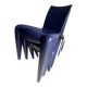 Vintage Louis XII armchair by Philippe Starck, molded blue plastic shell and metal legs