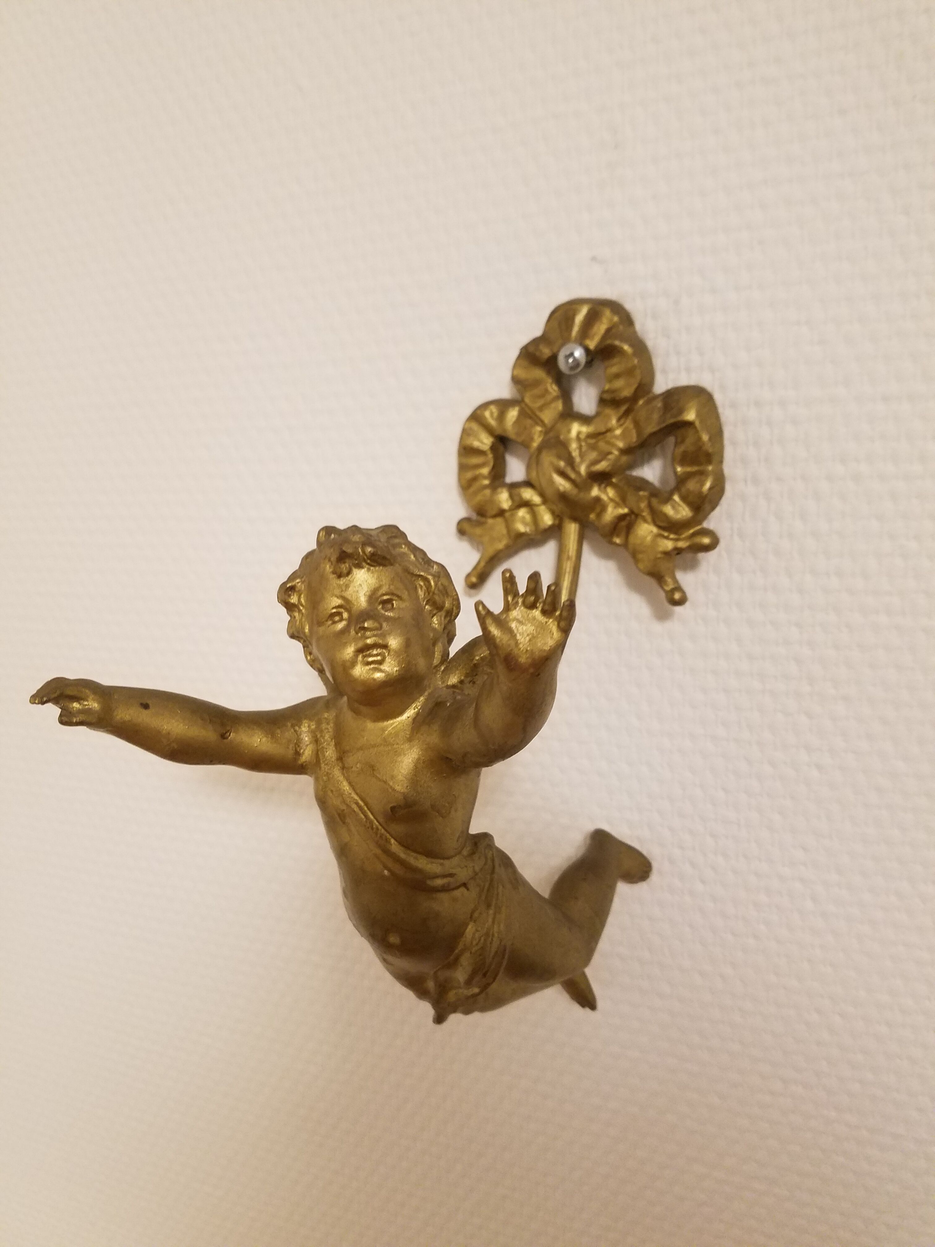 Hook in gilded bronze cherub or angelo