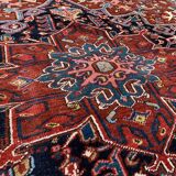 Antique heriz rug 353x263 cm wool oriental hand made carpet red, brown, blue
