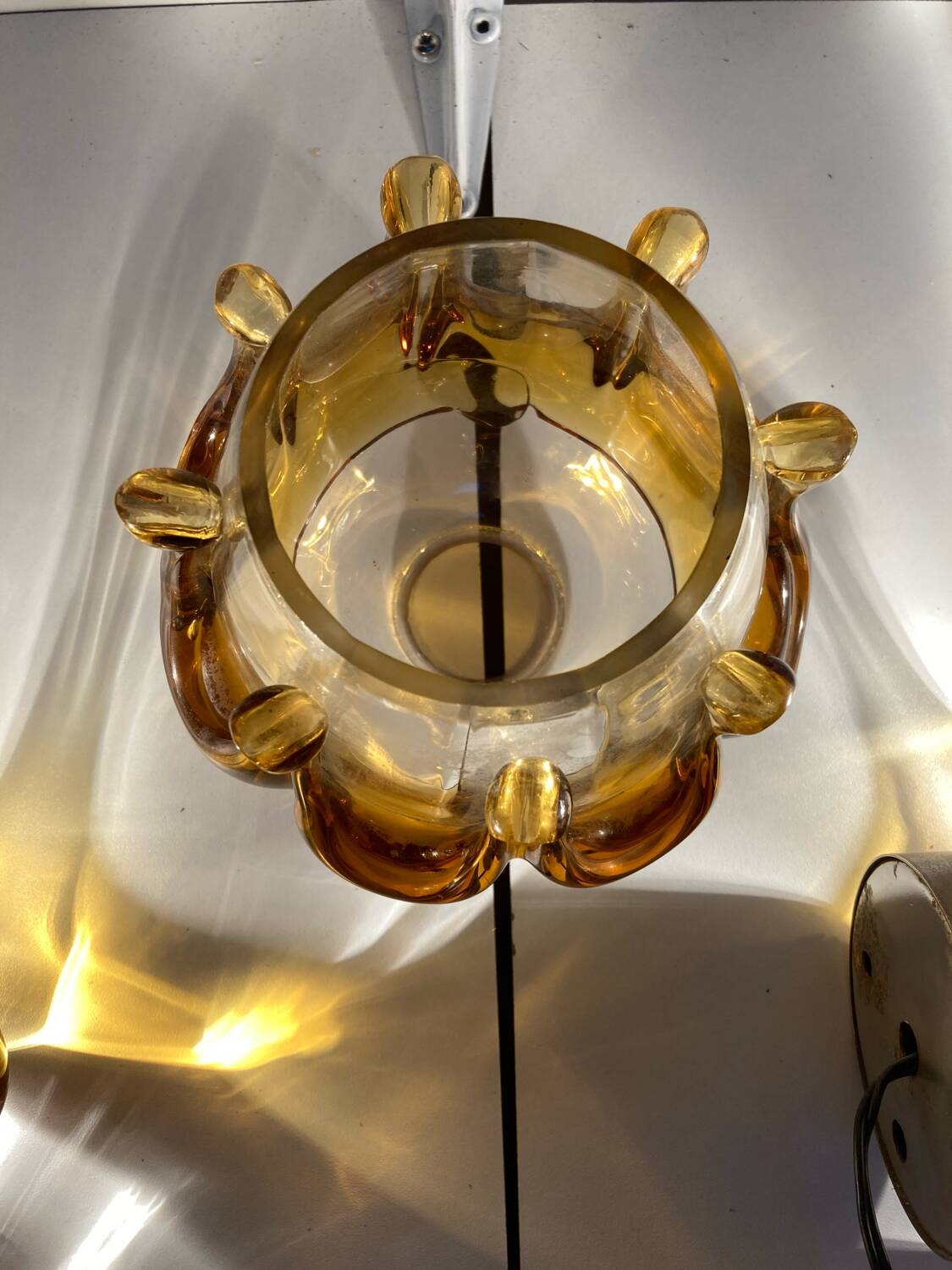 Pair of Murano glass wall sconces, vintage Italian 70s.