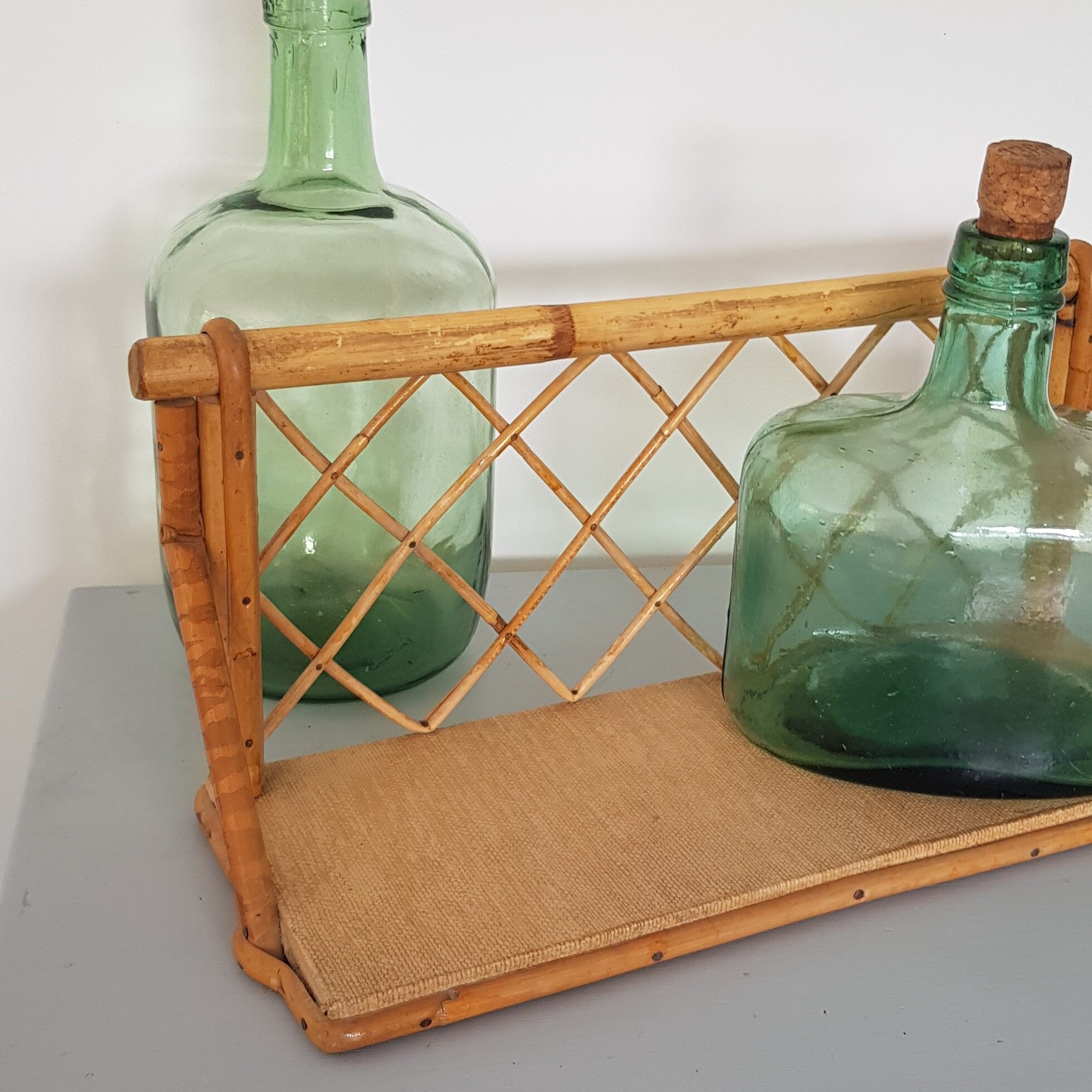 Vintage rattan wall shelf
