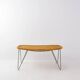 Vintage wicker stool / footstool with gray metal hairpin legs - Ikea