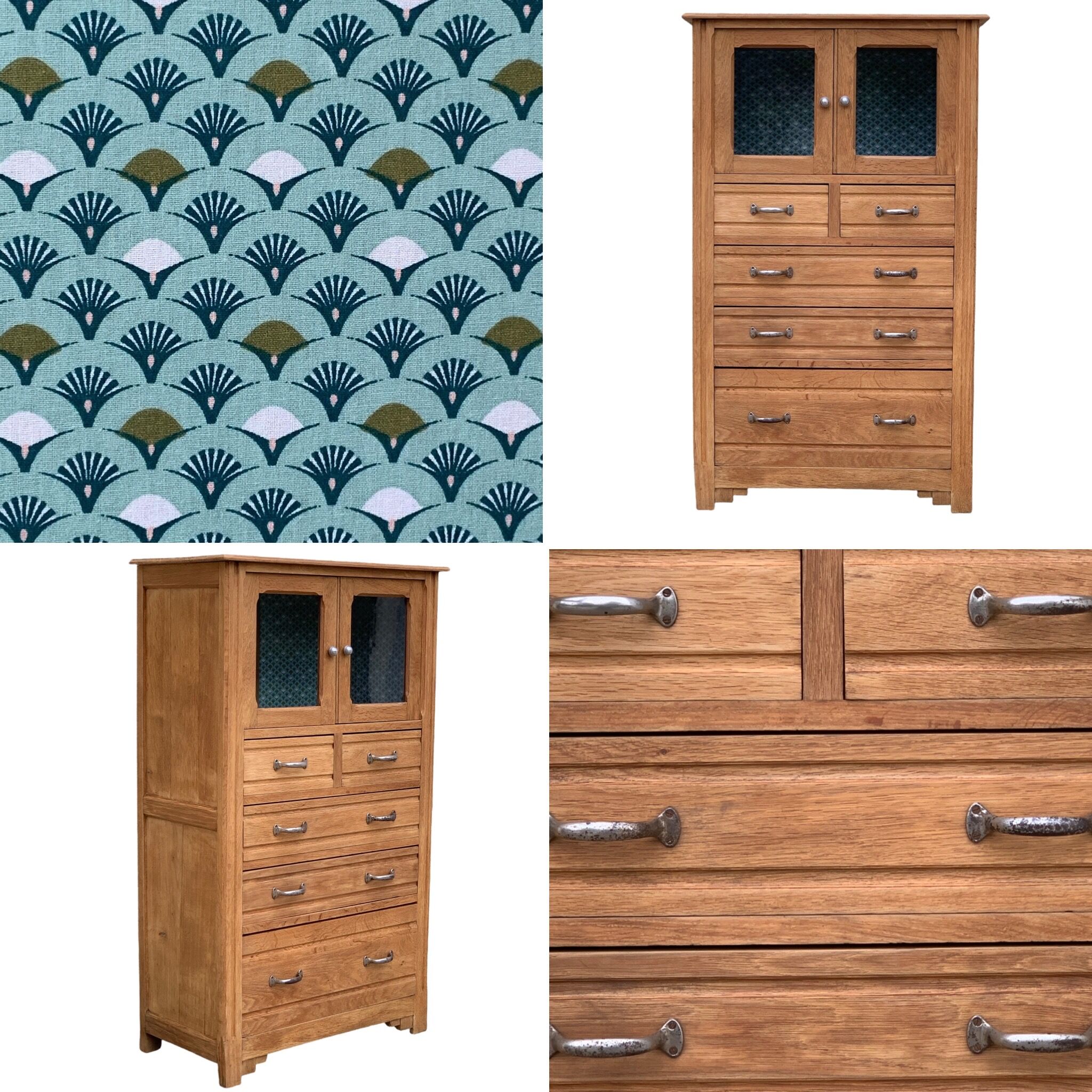 Buffet parisien vitré 1920 bois brut massif