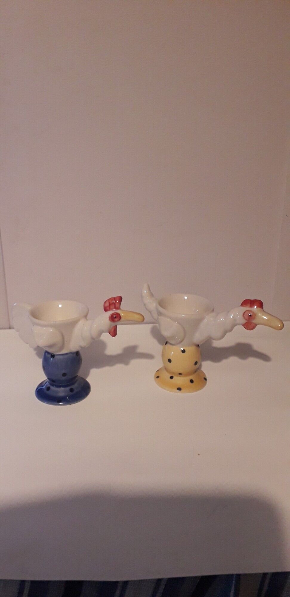 Set of 2 original porcelain shells in the shape of a bird