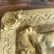 Cendrier, vide poche en laiton doré décor chien