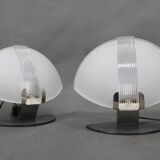 Pair of Italian midcentury table lamps by F. Fabbian, frosted glass, 1980s
