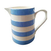Blue and white striped pitcher