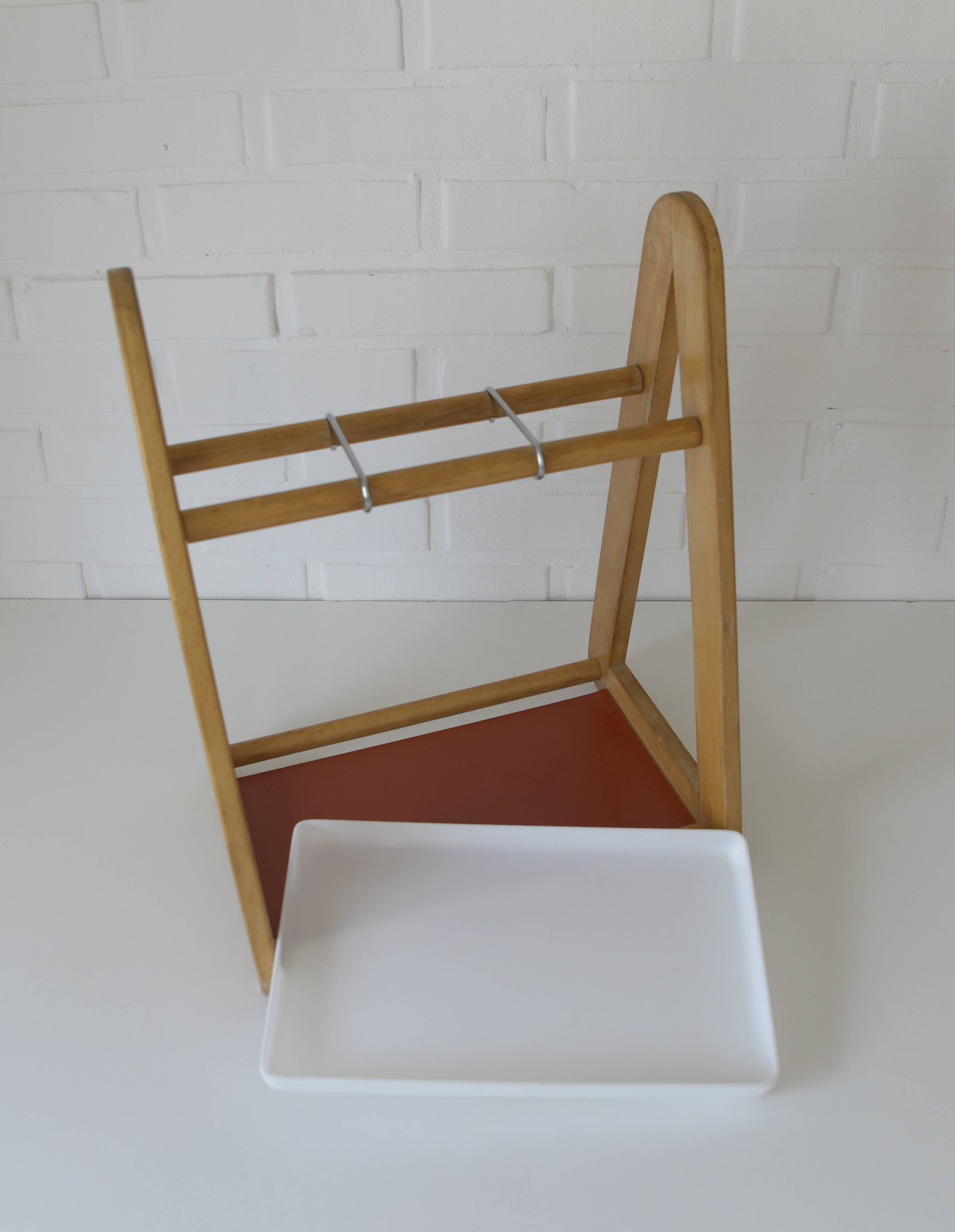 Vintage umbrella stand Scandinavian style mid-century modern wooden holder