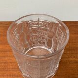 Large vintage glass vase or bowl with South American/Inca ornaments.