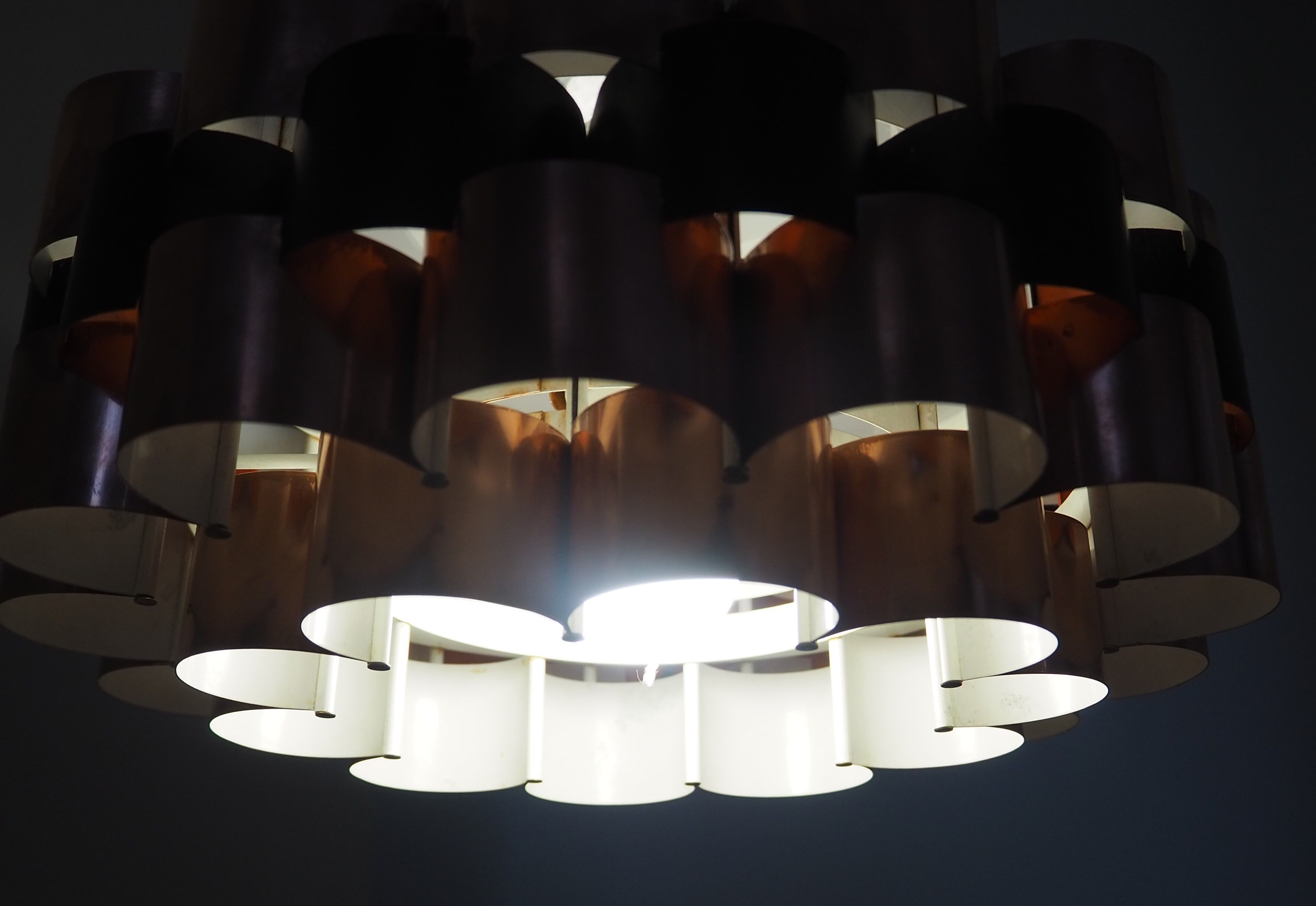 Suspension lamp from the 1960s – 1970s in copper and black metal