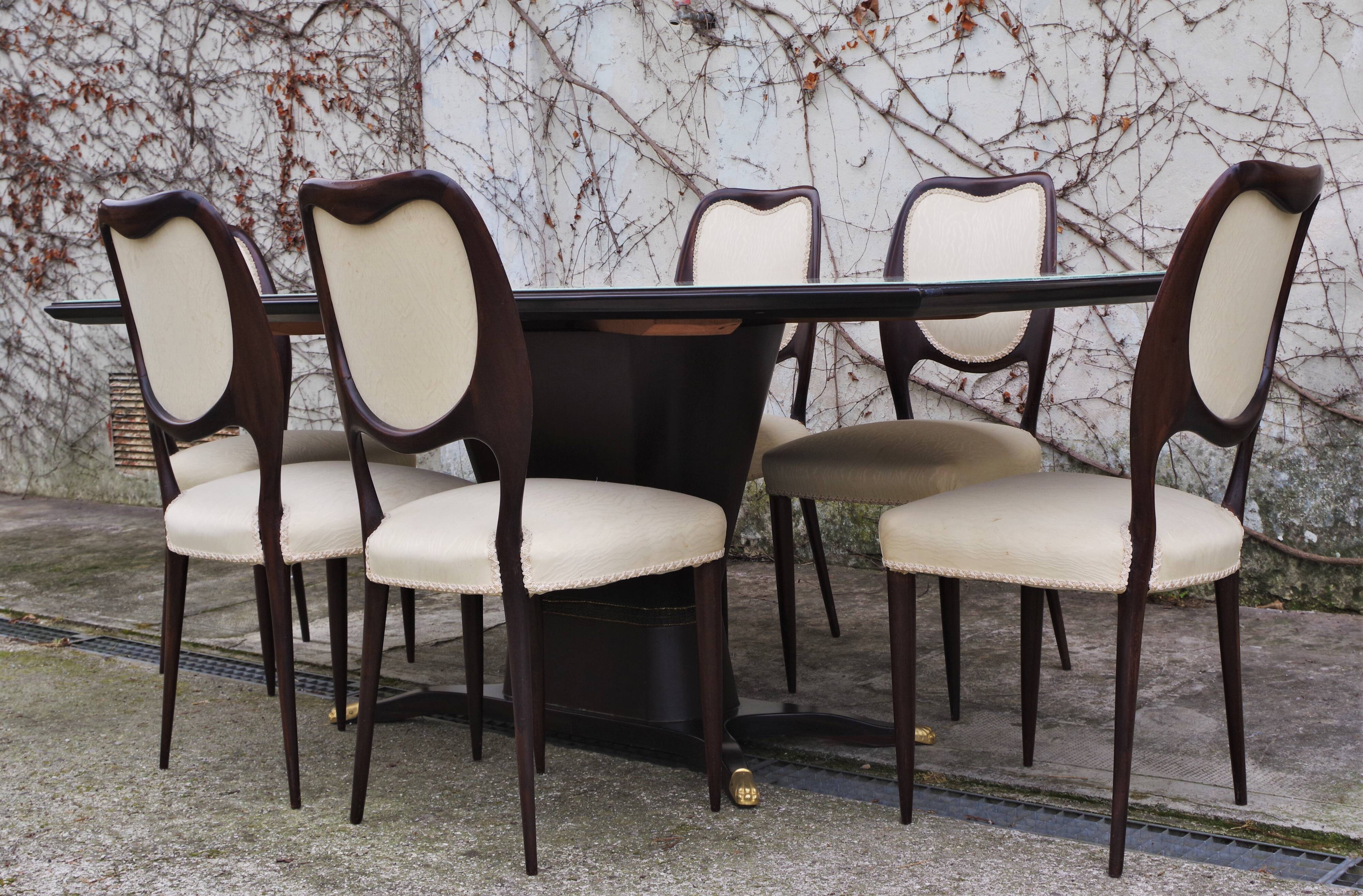 Dining Room Table and Mahogany Chairs by Fratelli Rigamonti, 1950s, Set of 7
