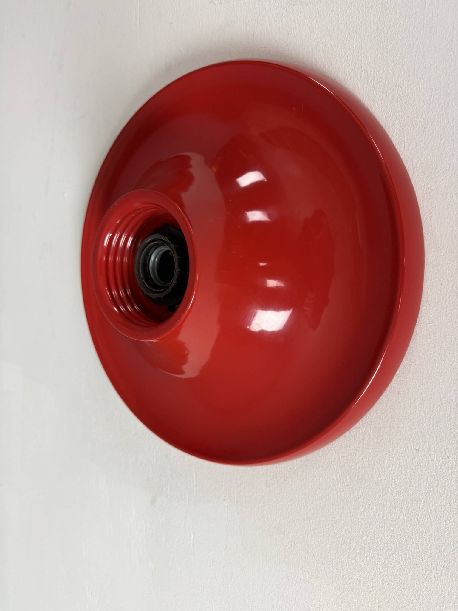 Castiglioni red metal "Light Ball" wall or ceiling lamp for Flos, Italy 1970s
