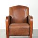Sheepskin armchair in Art Deco style with wooden armrests