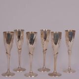 Silver-plated metal flutes x6