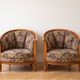 Paire de fauteuils vintage en bois et tissu fleuri