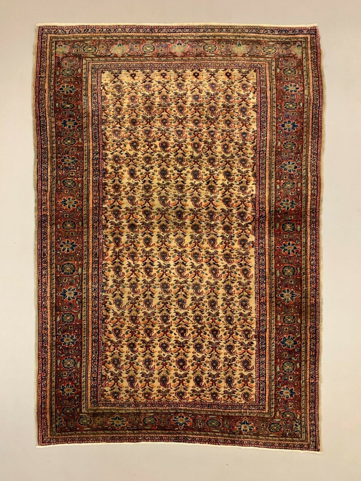 Distressed Turkish Rug 176x124 cm wool Vintage shabby Chic Tribal Red, Beige