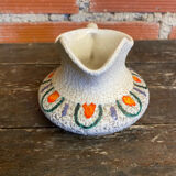 Old pitcher roberto rigon white ceramic polychrome decor vintage