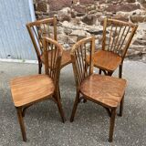 set of 4 Viennese chairs Curved wood Restaurant Paris bistro Fischel Baumann fanett Nr 12 years