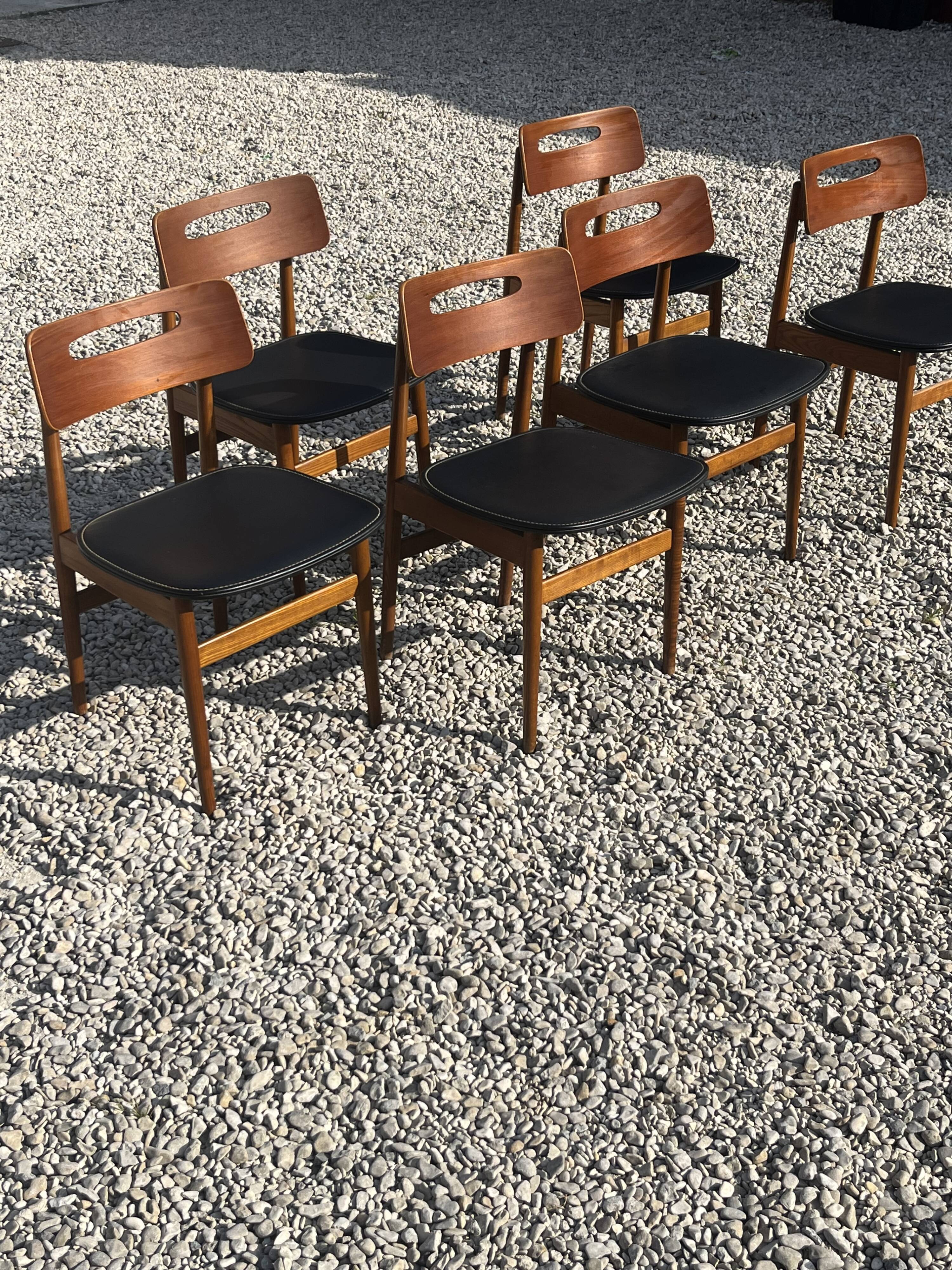 Set de 6 chaises scandinave en teck