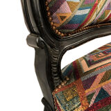 Large Napoleon III bench in blackened wood