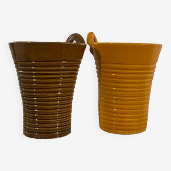 Paire de 2 vases en terre cuite artisanal